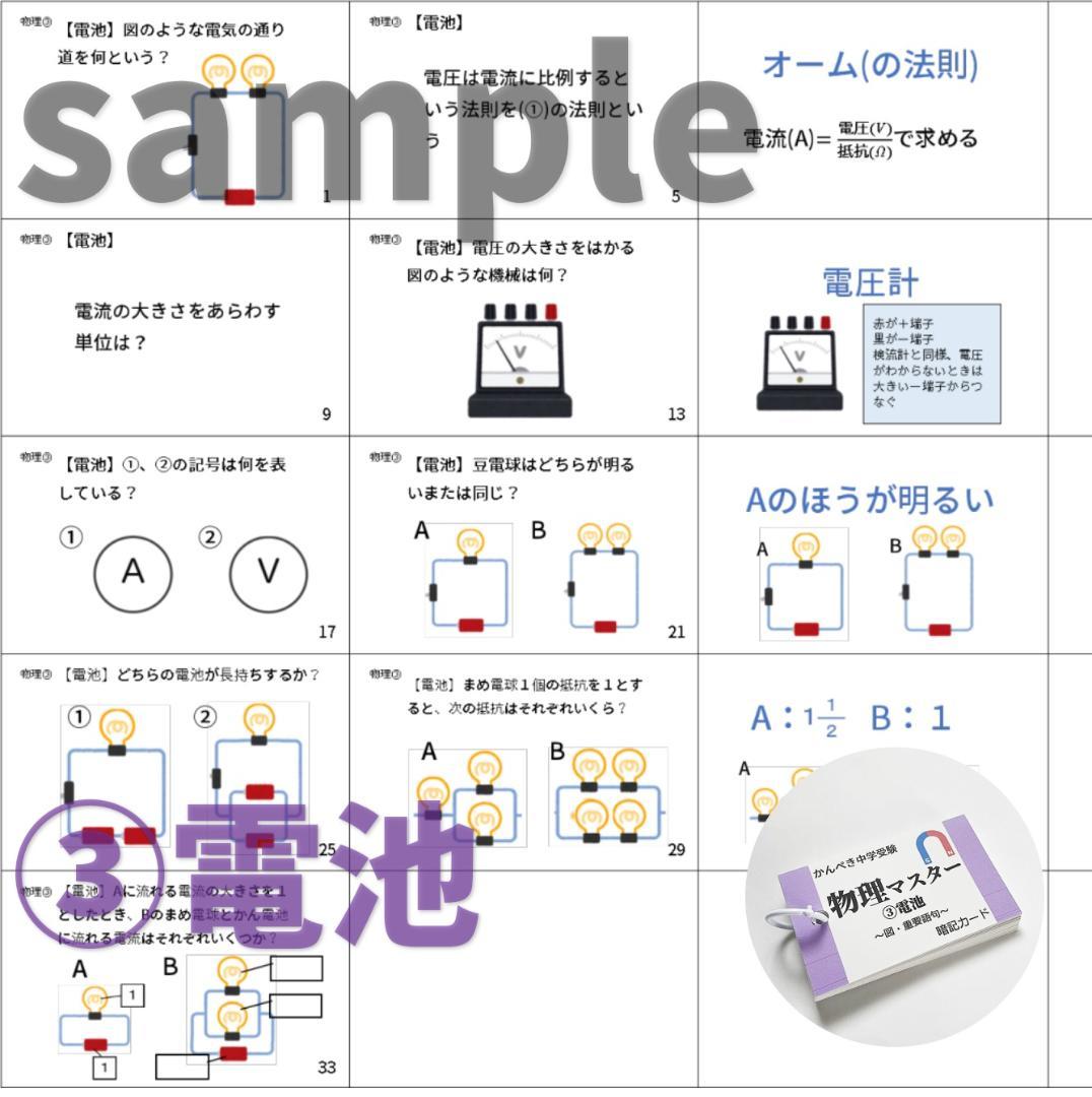 中学受験理科　生物・化学・地学・物理マスターセット　一問一答カード【074】