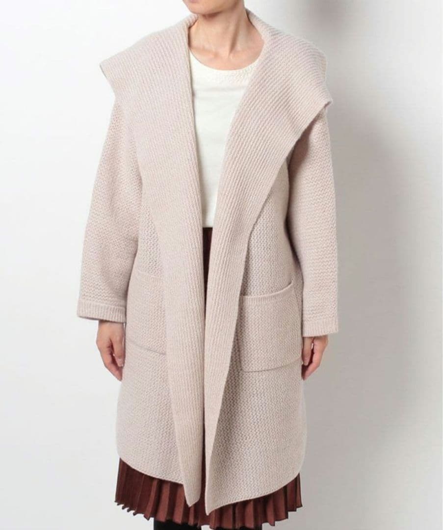 ANAYI アナイ ウールカシミヤロングカーディガン ゆったり ピンクベージュ