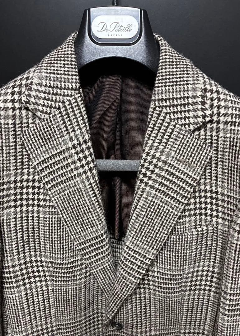【美品】De Petrillo グレンプレイド ツイード ジャケット 48