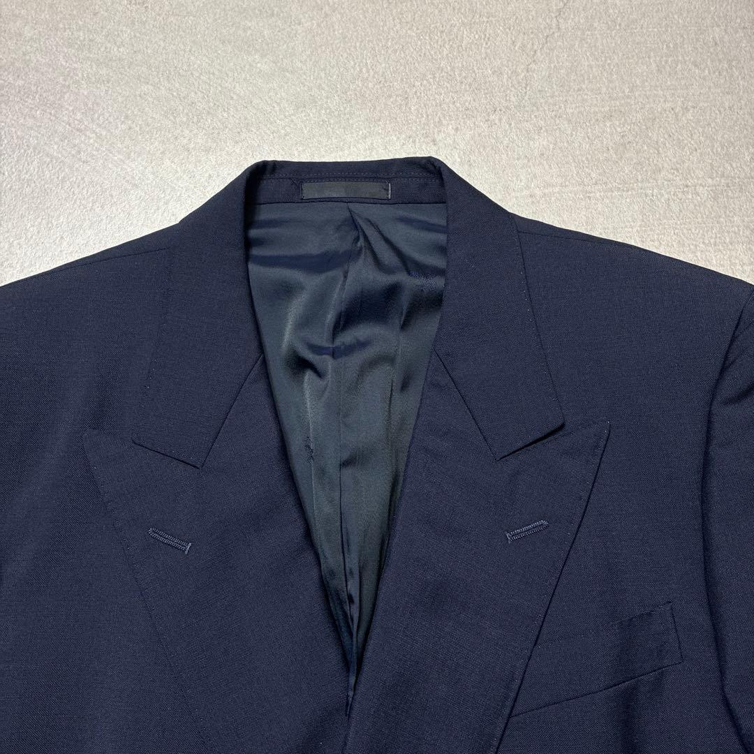 90sバーバリーダブルブレスト紺ブレザー金ボタンL相当春夏ネイビー艶感日本製