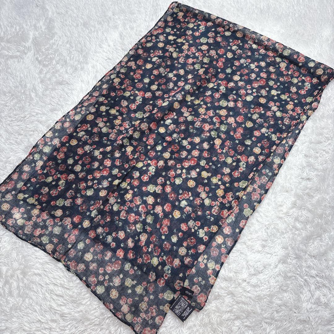 【美品】45rpm ガーゼ 小花柄 ストール インディゴ　コットン