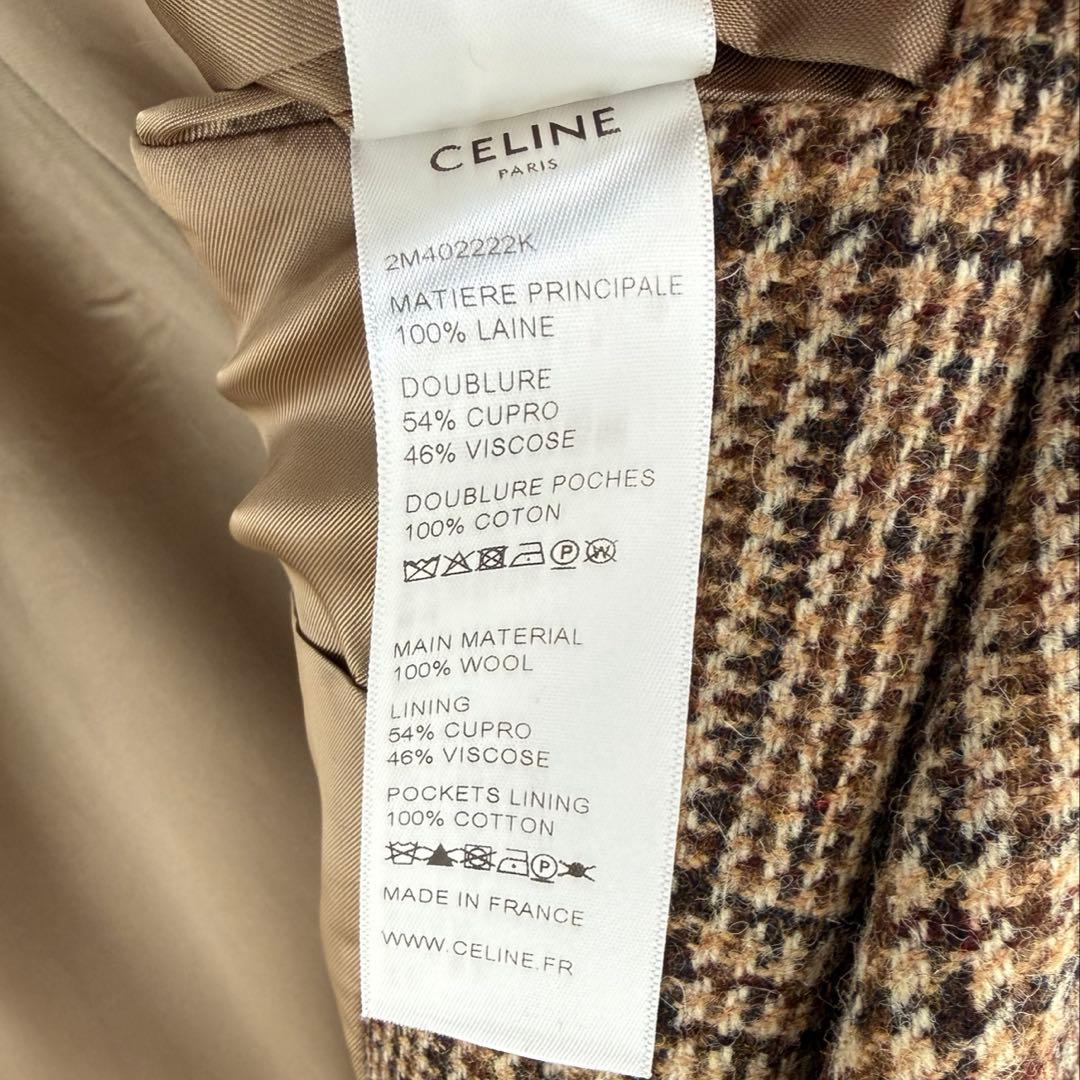 CELINE トレンチコート ウール100% チェック 36