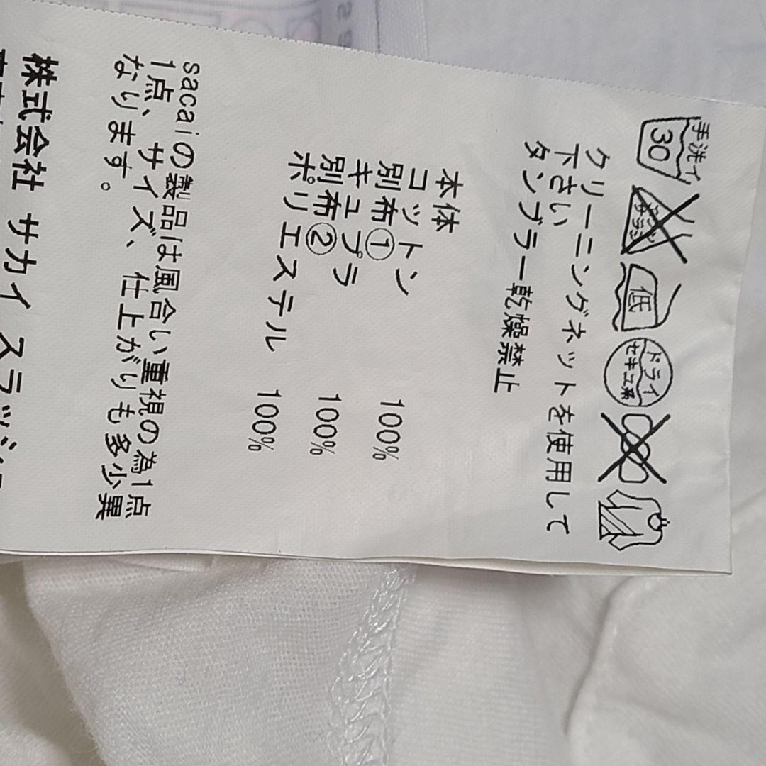 サカイ SACAI バック切替 半袖 カットソー 薄手 ホワイト 2