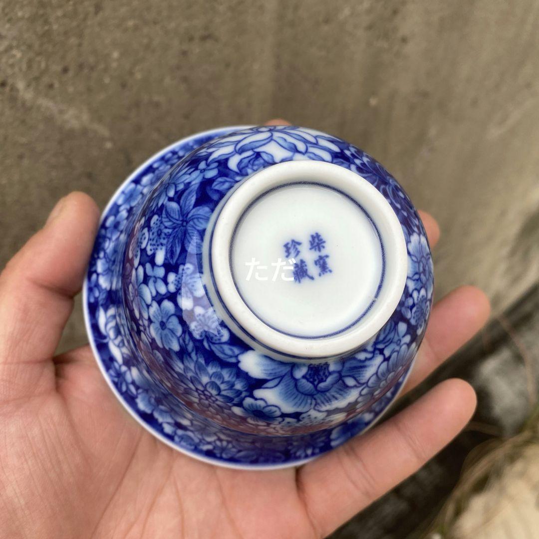 中国茶器 万花三才蓋碗 景徳镇 蓋付き茶器 飲茶食器 煎茶具 未使用品