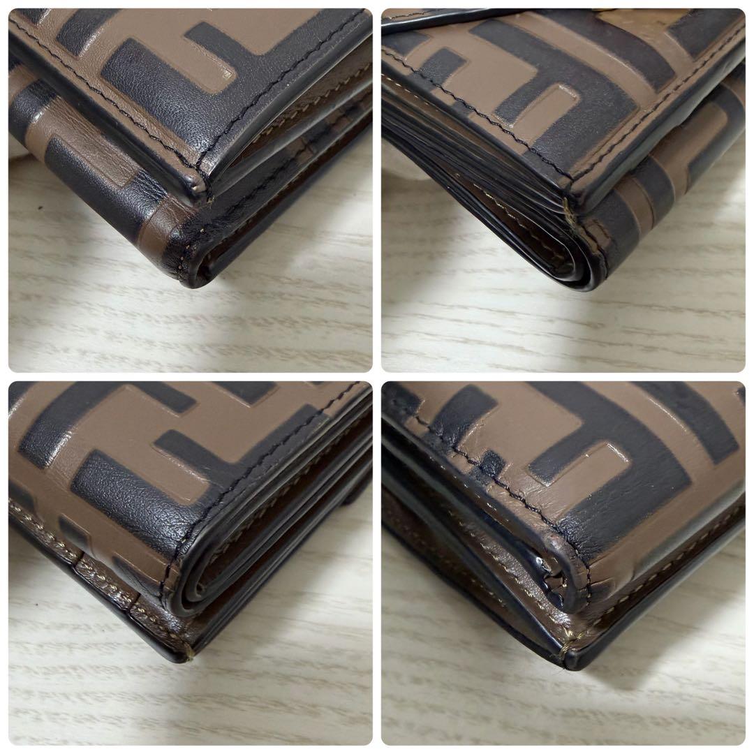 ✨美品✨FENDI　三つ折り財布　FFダイヤモンド　ズッカ総柄　ゴールド金具