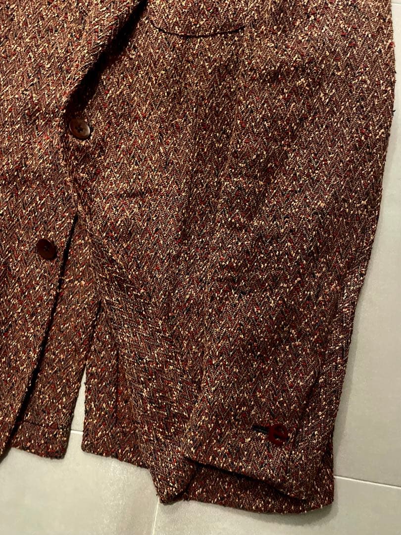 エルネスト⭐️48⭐️春夏ジャケット⭐️リネンヘリンボーン⭐️ボルドー美品