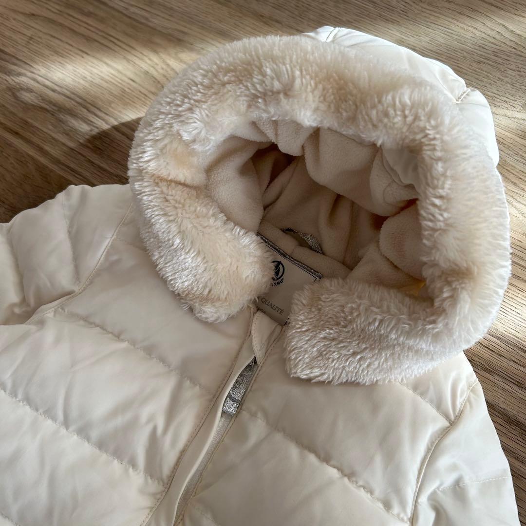 (67cm)PETIT BATEAU 長袖 ジャンプスーツ アイボリー シルバー