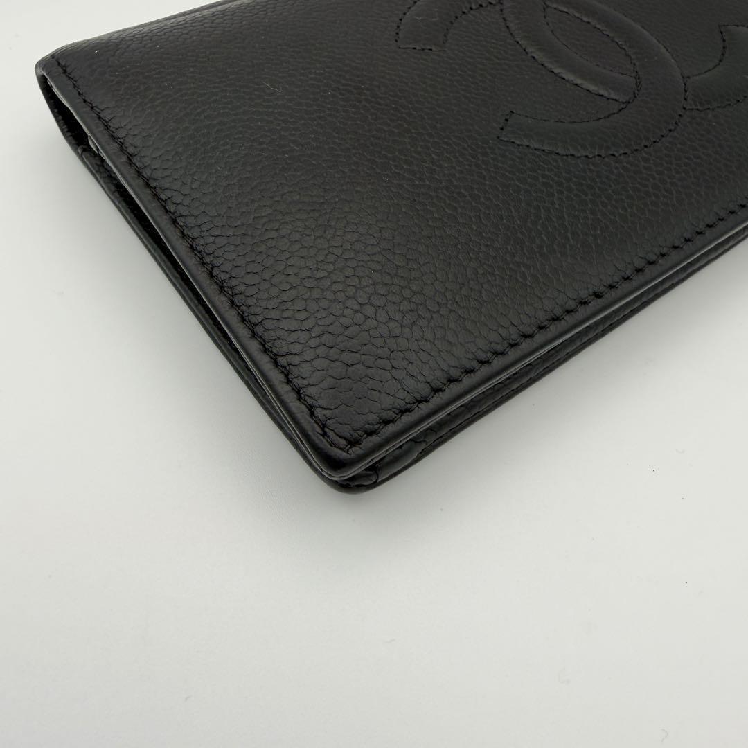 シャネル CHANEL 財布 キャビアスキン デカココマーク 二つ折りウォレット