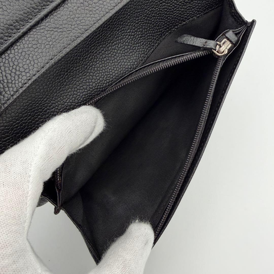 シャネル CHANEL 財布 キャビアスキン デカココマーク 二つ折りウォレット