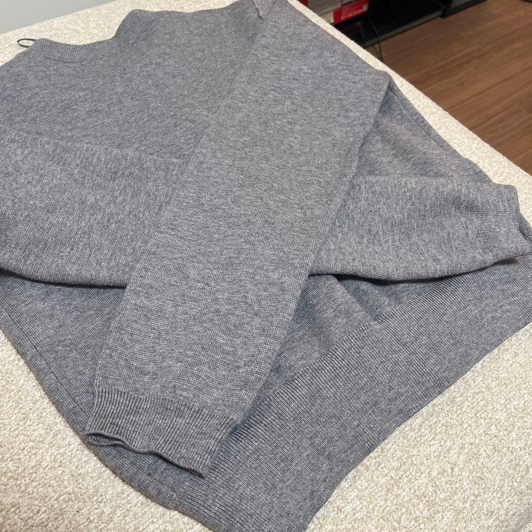 美品★ZARA プレーンニットジャケット パデッドショルダー グレー Sサイズ