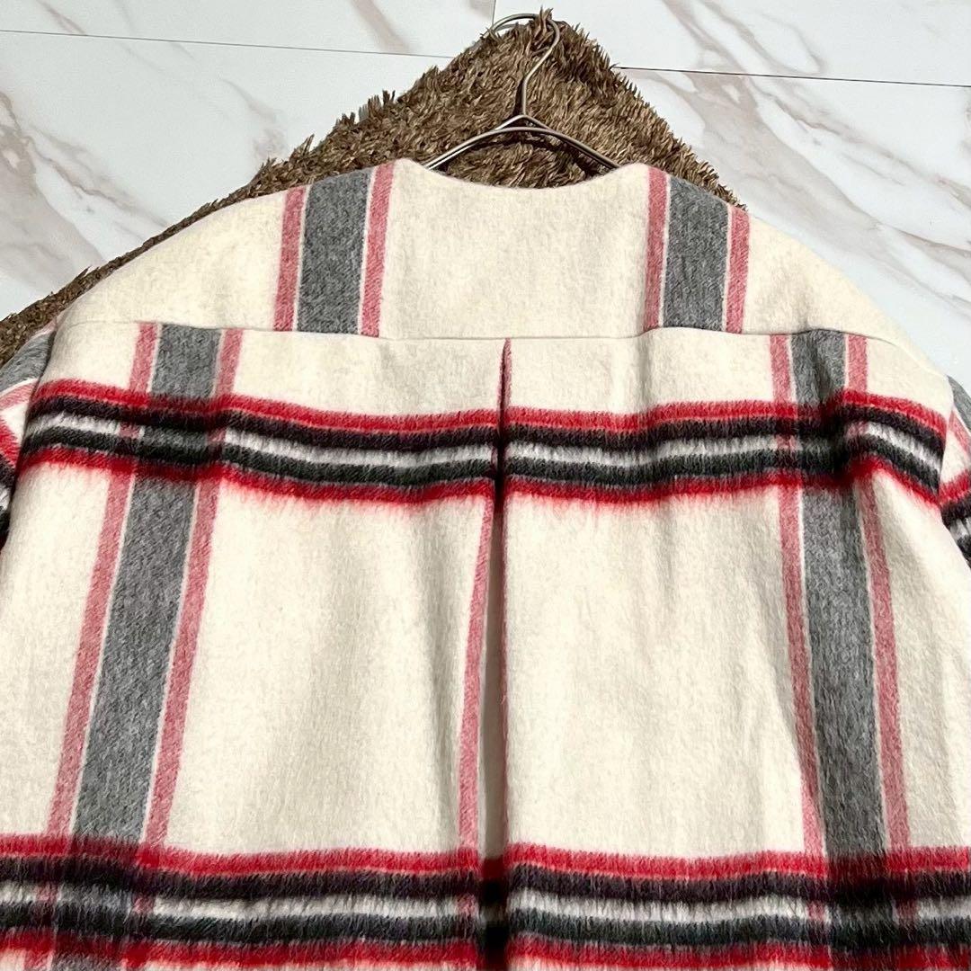 未使用級 2024AW アドーア アルパカシャギーチェックコート ビッグチェック