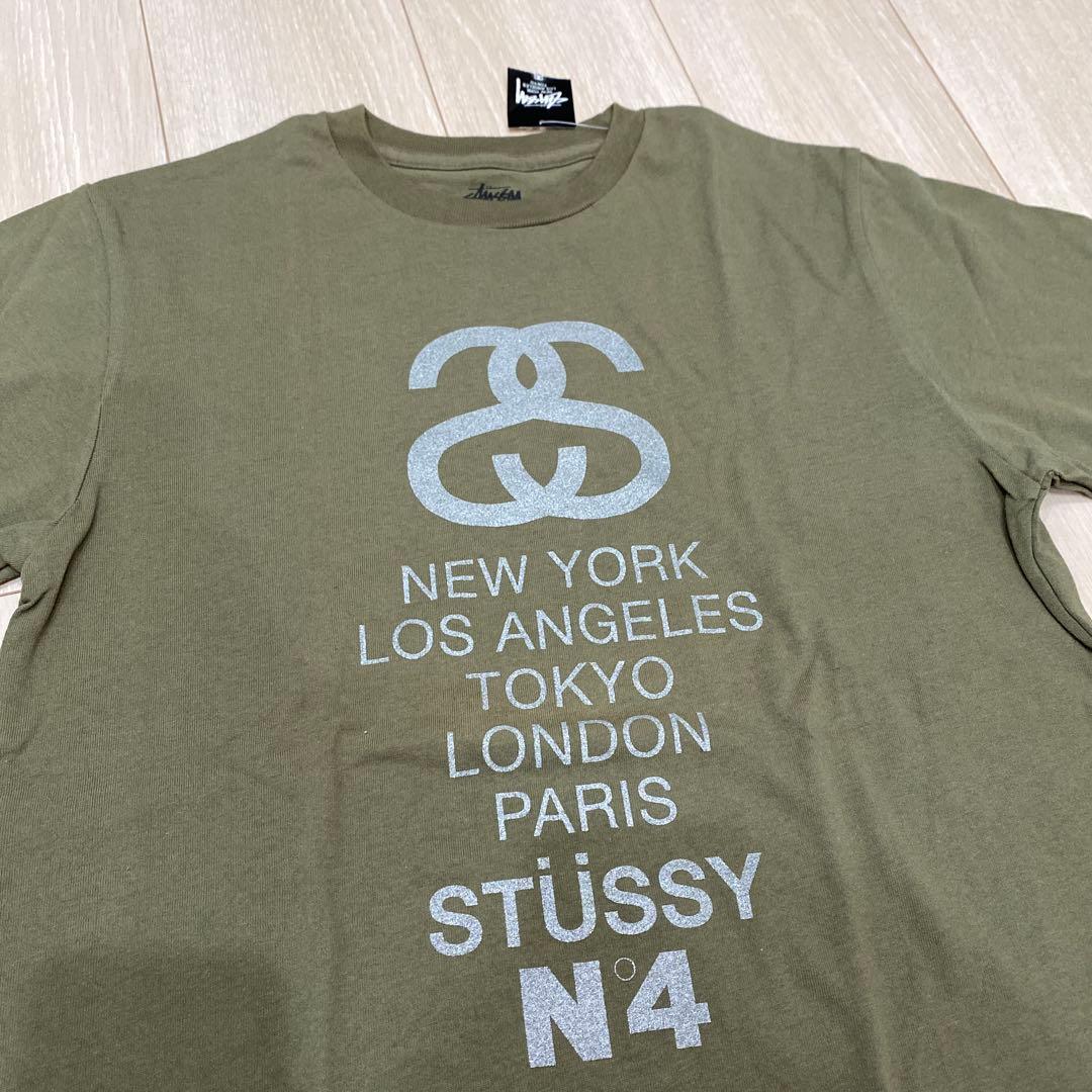 STÜSSY №４ ラメ入りロゴプリントTシャツ
