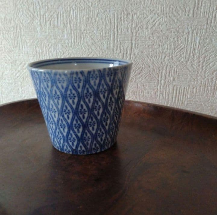 古伊万里染付印判小紋柄蕎麦猪口