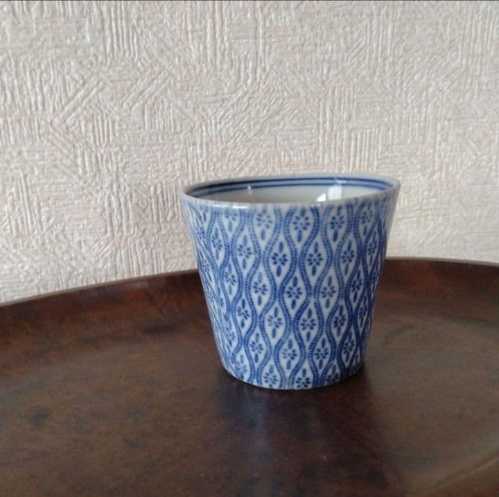 古伊万里染付印判小紋柄蕎麦猪口