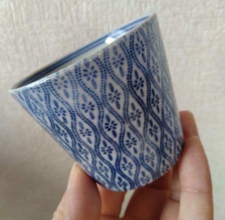 古伊万里染付印判小紋柄蕎麦猪口