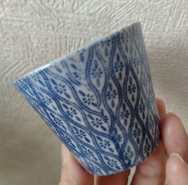古伊万里染付印判小紋柄蕎麦猪口
