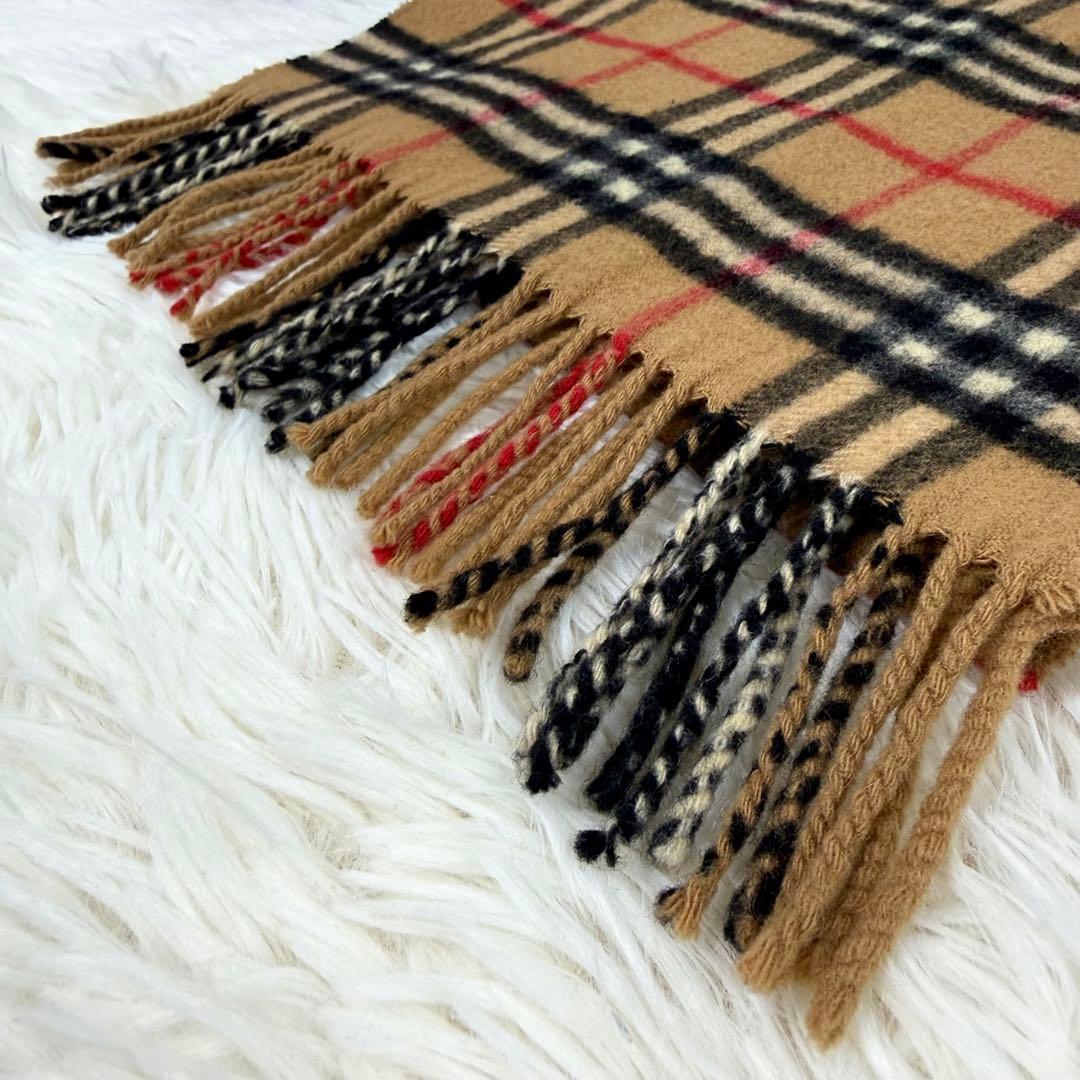 美品☆バーバリー ヴィンテージ ノバチェック カシミヤ マフラー ベージュ英国製