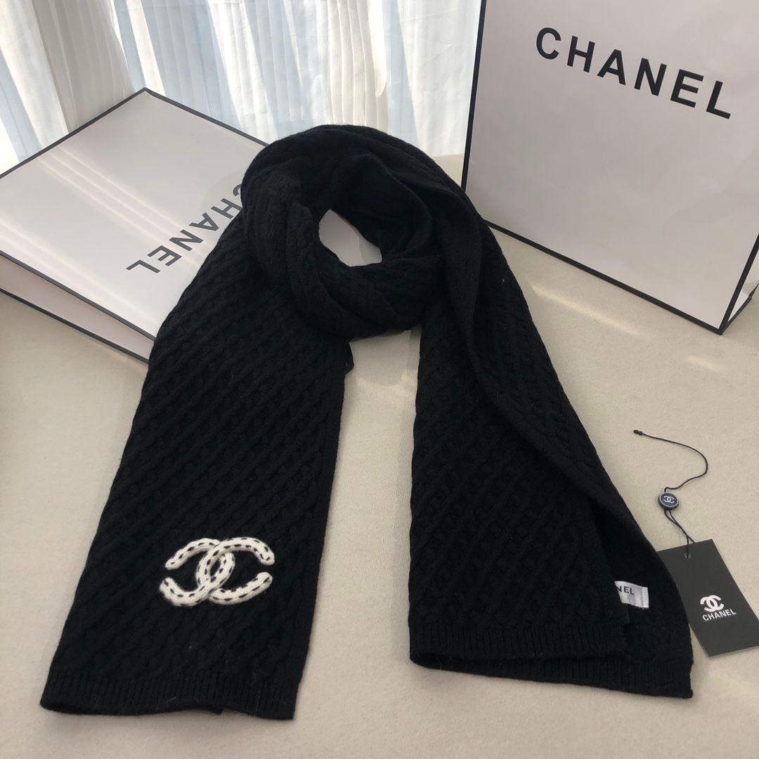 CHANEL シャネル　マフラー　ブラック