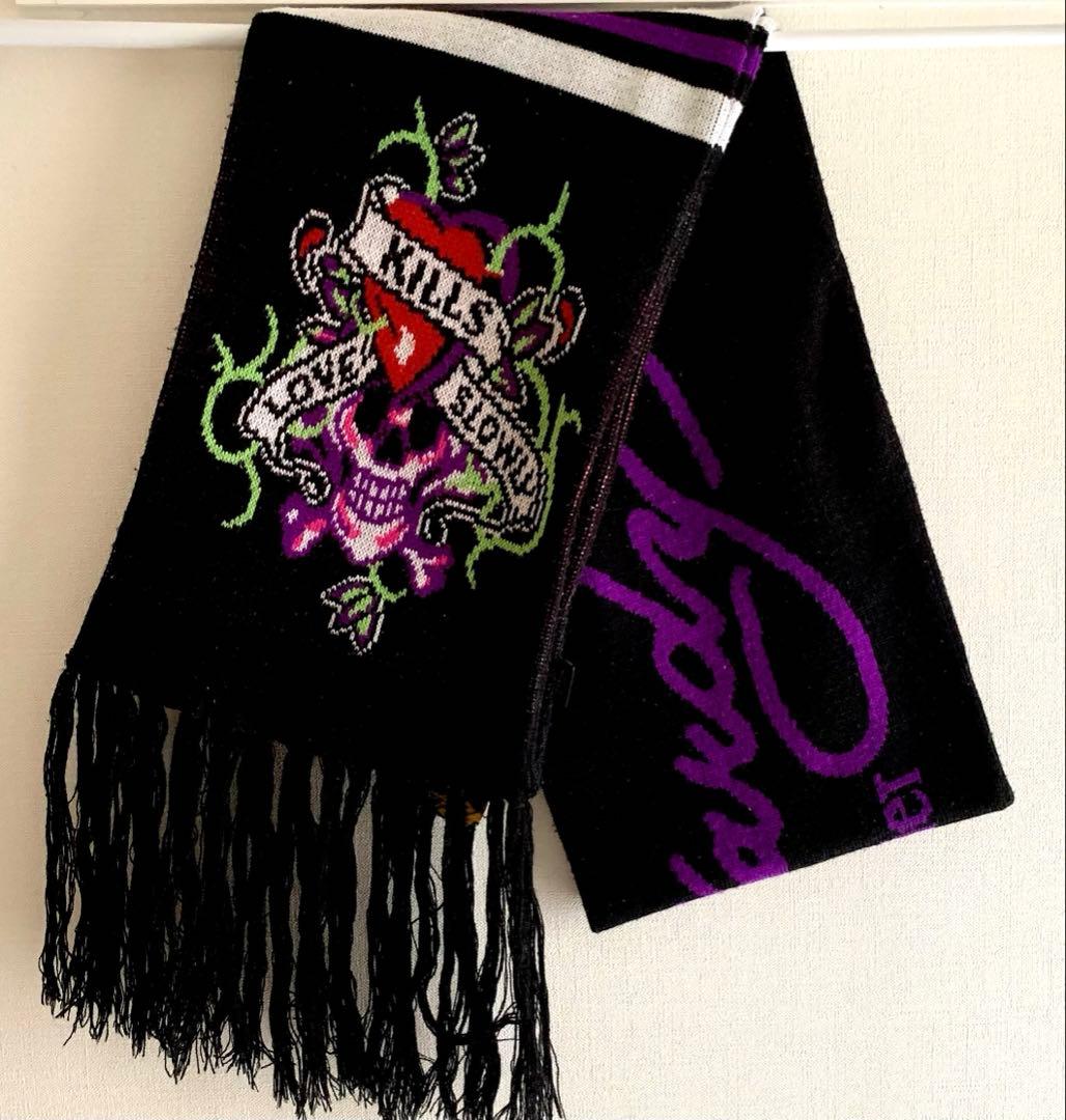 Ed Hardy エドハーディ y2k スカル と ハート マフラー