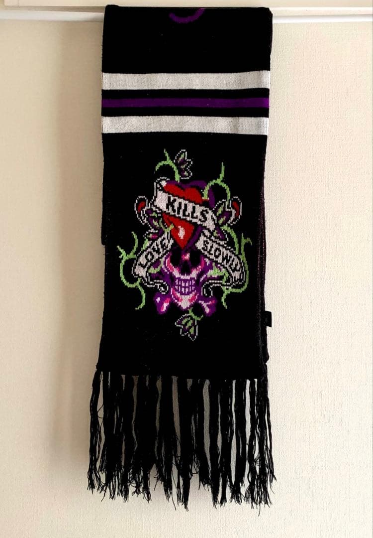 Ed Hardy エドハーディ y2k スカル と ハート マフラー