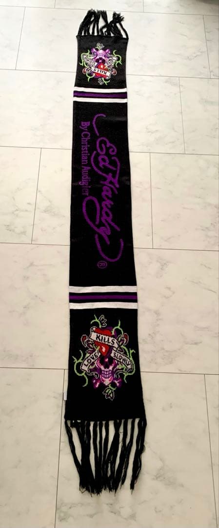 Ed Hardy エドハーディ y2k スカル と ハート マフラー
