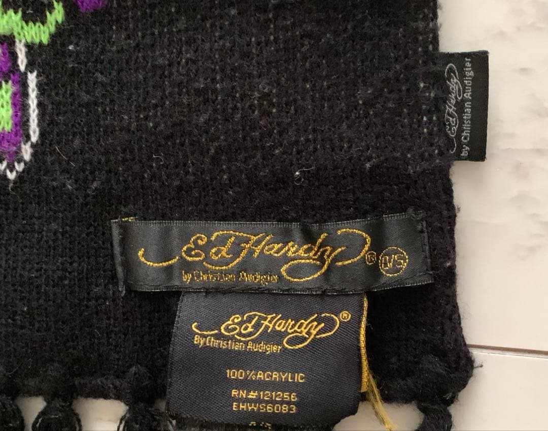 Ed Hardy エドハーディ y2k スカル と ハート マフラー