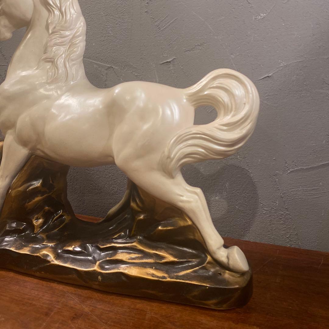 常滑焼 赤倉陶園 白馬置物 白パール 美品 オブジェ 箱付き 昭和レトロ