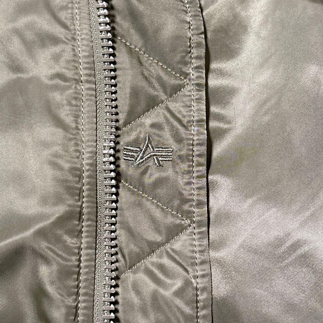 美品 アルファインダストリーズ MA-1 2XL グリーン リバーシブル
