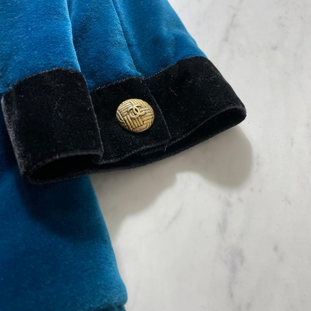 CHANEL シャネル ベルベットジャケット オープンカラー ココボタン