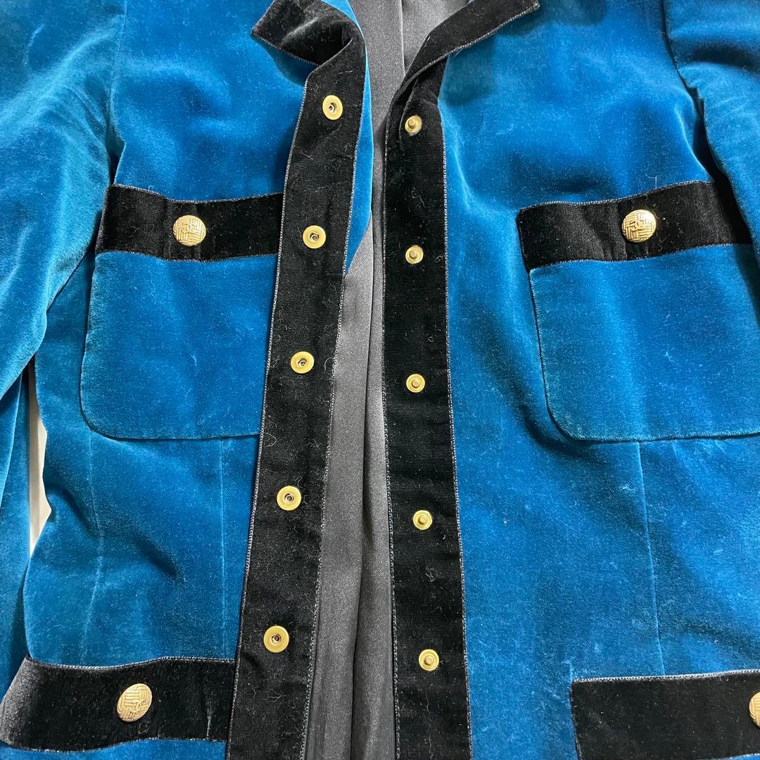 CHANEL シャネル ベルベットジャケット オープンカラー ココボタン