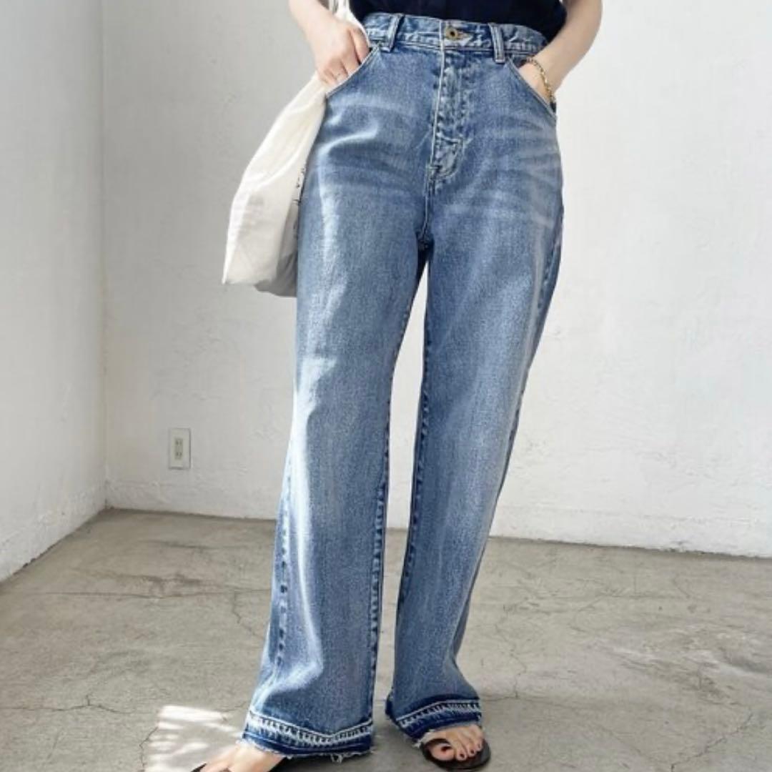タグ付き　スピックアンドスパン　5 1/2 ルーズストレートデニムパンツ　40