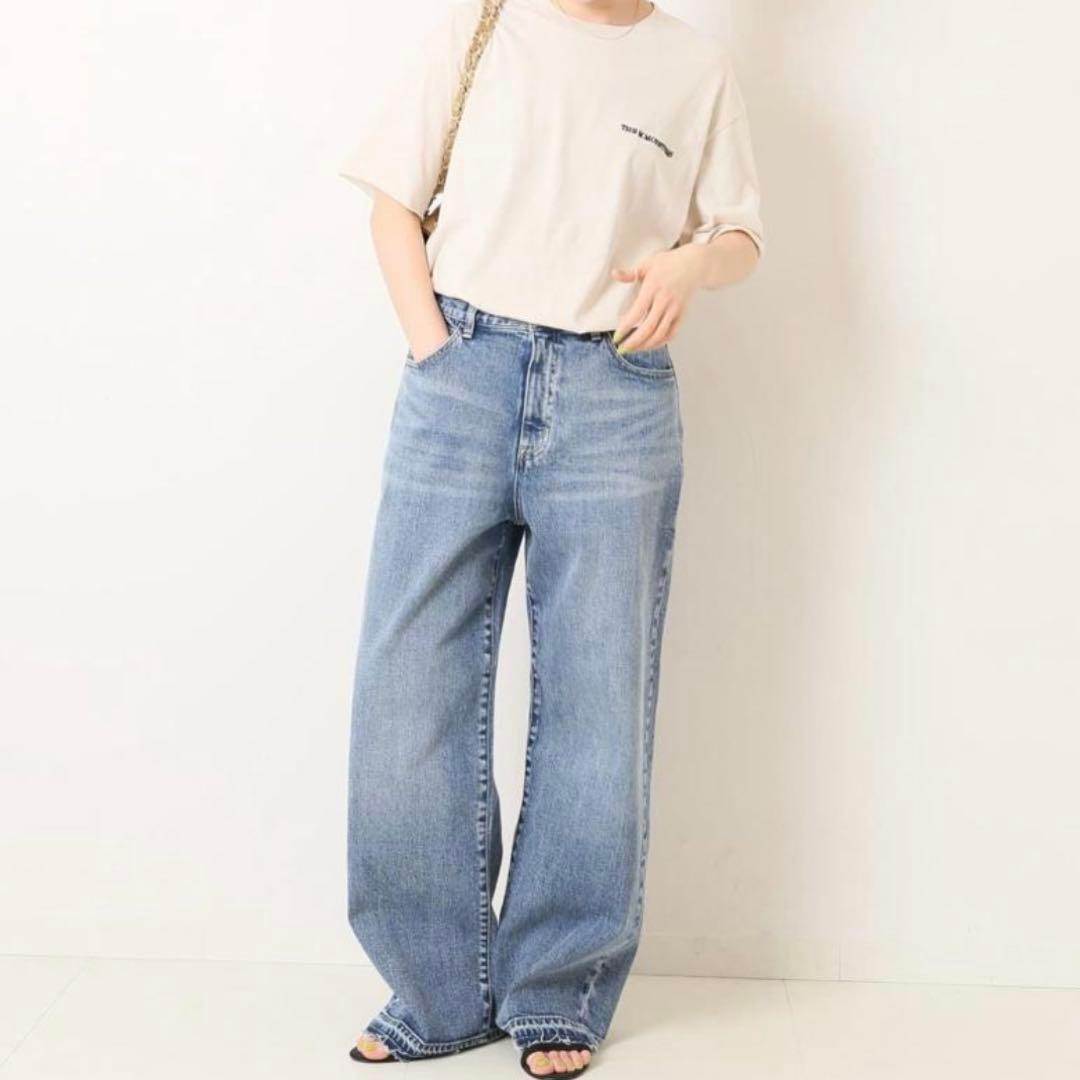 タグ付き　スピックアンドスパン　5 1/2 ルーズストレートデニムパンツ　40
