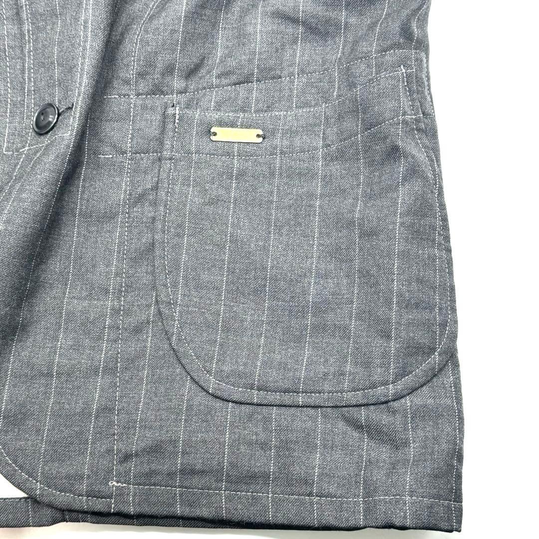 ジョンブル　グレー ストライプ テーラードジャケット ウール　メンズ M 美品