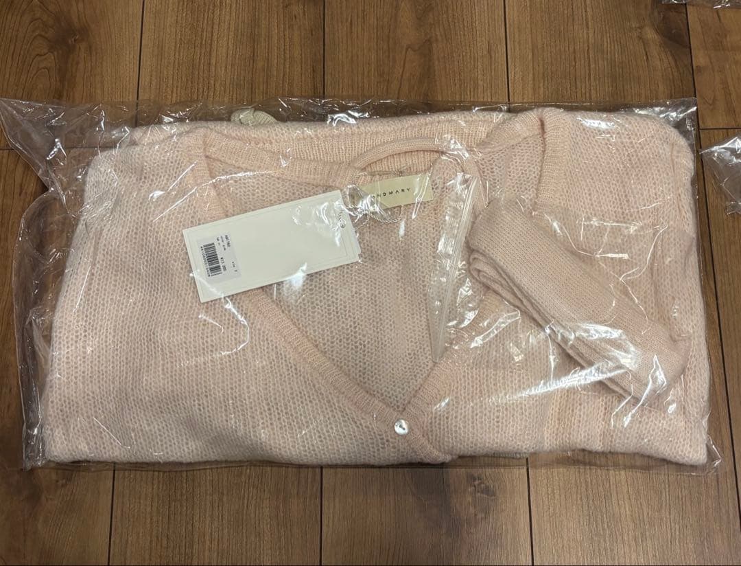 ANDMARY Sheer loose knit tops ピンク