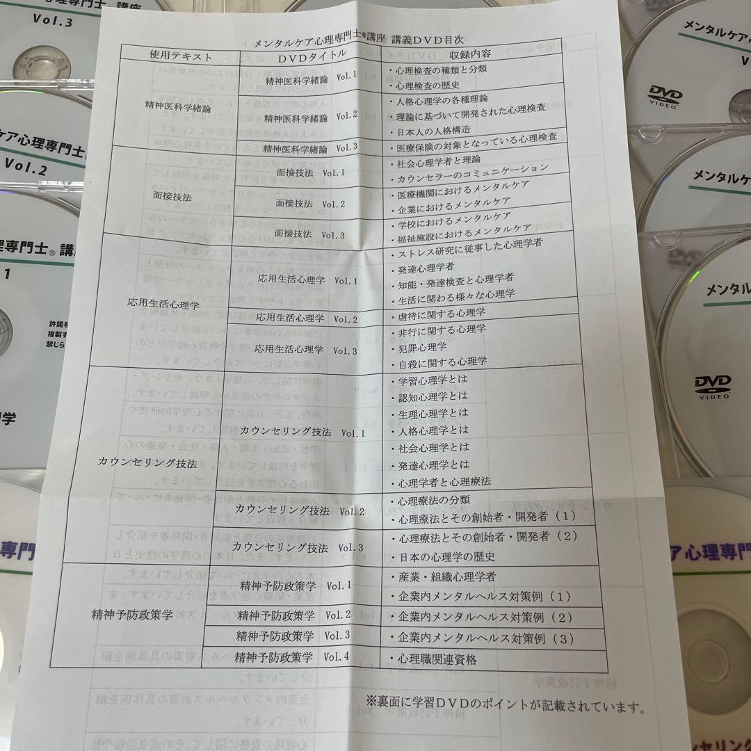 【未使用】メンタルケア心理専門士講座 DVD教材