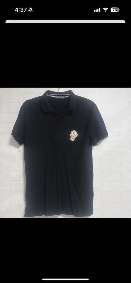美品 モンクレール ヘンリーネックTシャツ 黒 M コットン