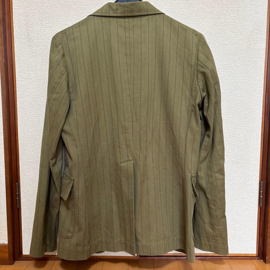 コムデギャルソン　ジャケット　薄手　ストライプ　カーキ　S