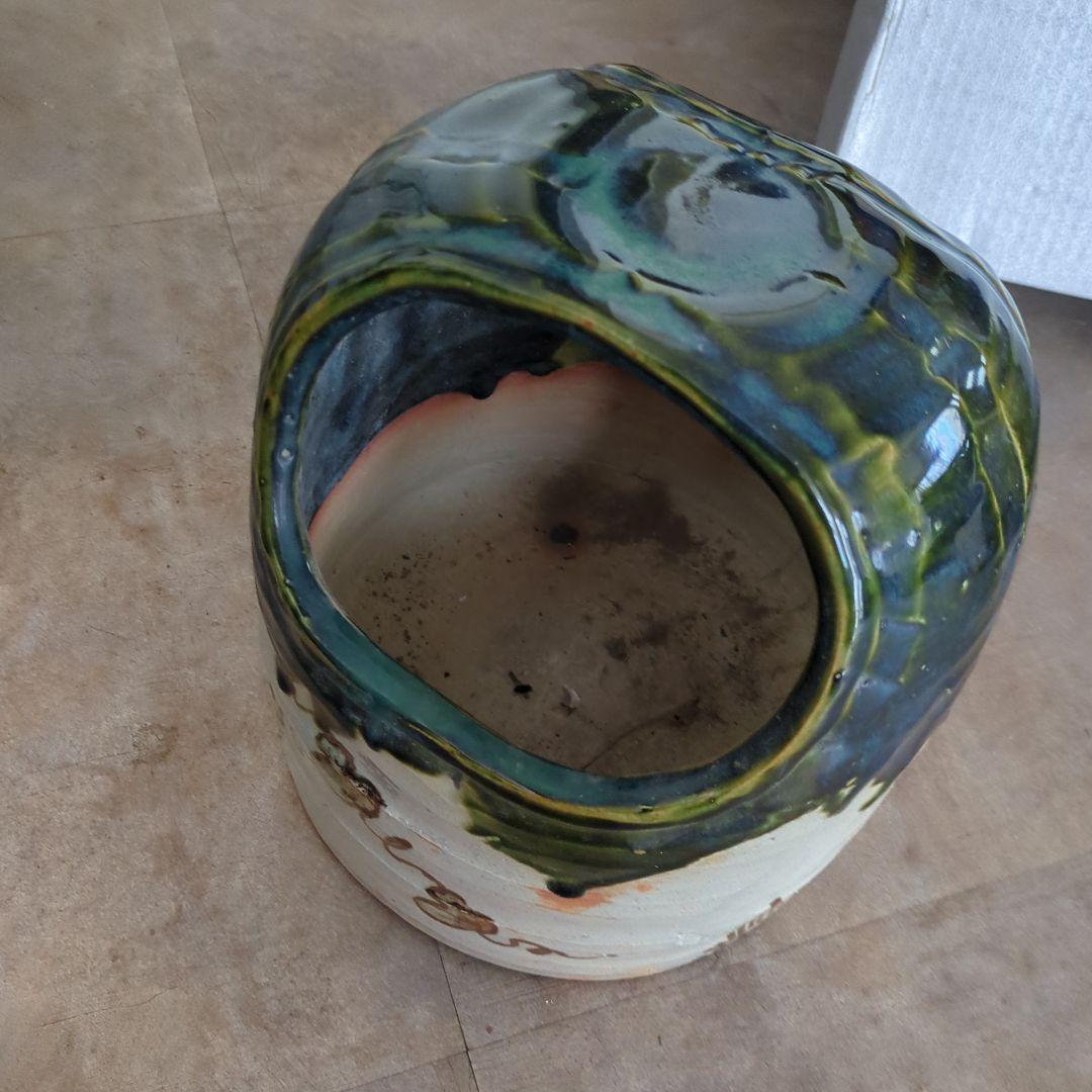 骨董 手焙り火鉢 織部 陶器 鉢カバー 古道具 茶道具 茶道 花入れ