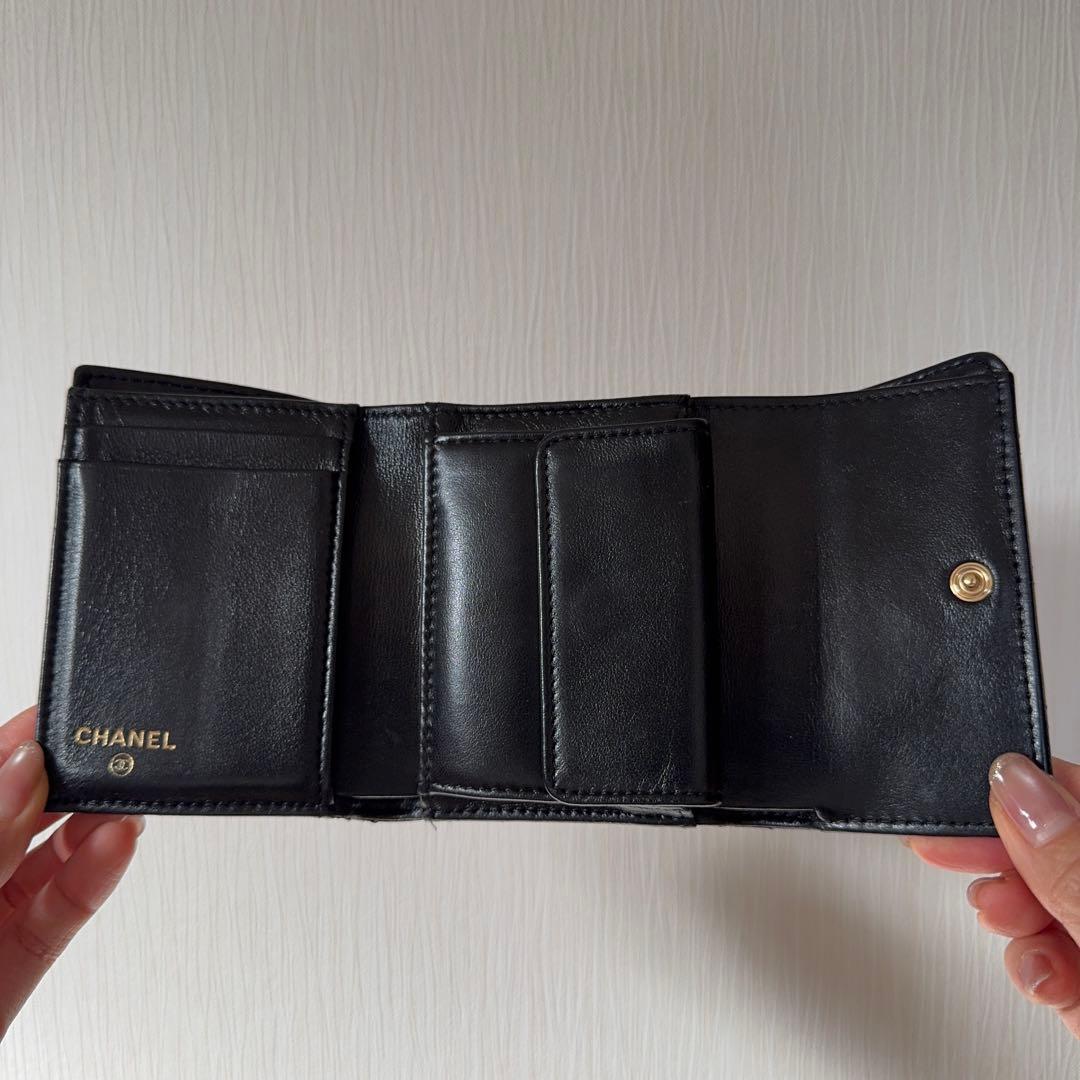 CHANEL銀座並木店購入　ウォレット　三つ折り財布　マトラッセ　ラムスキン