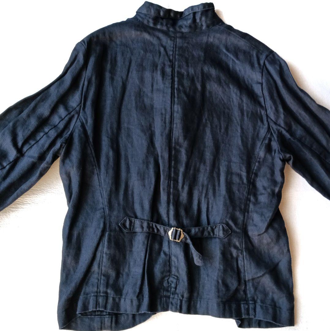 【パドカレ】 23SS 綾リネンジャケット ネイビー 36 日本製 製品染め