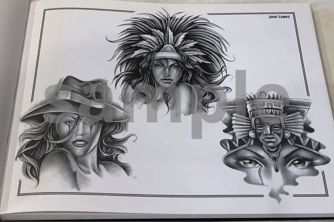 タトゥー　TATTOO 刺青 デザイン　下絵　チカーノ　フラッシュ【超入手困難】