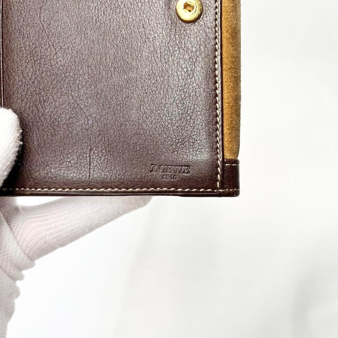 LOEWE ロエベ アナグラム 二つ折り財布 レザー ブラウン 茶