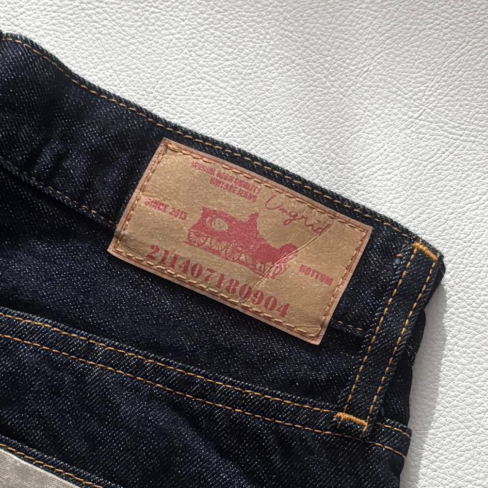 新品 アングリッド ワンウォッシュベルボトムデニム 日本製 25インチ M 濃紺