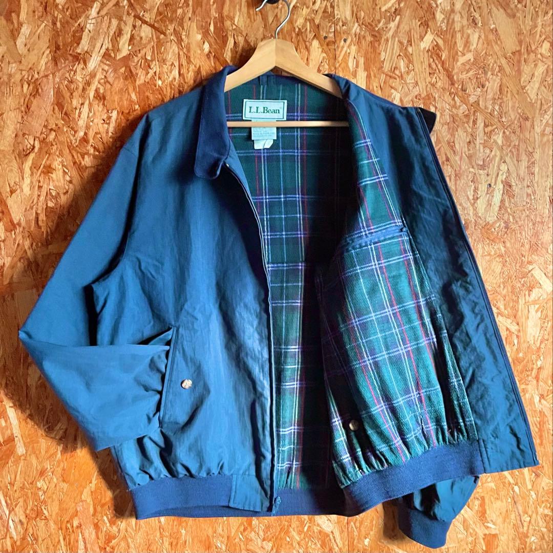 90s OLD L.L.Bean ハリントンジャケット 裏地チェック ネイビー