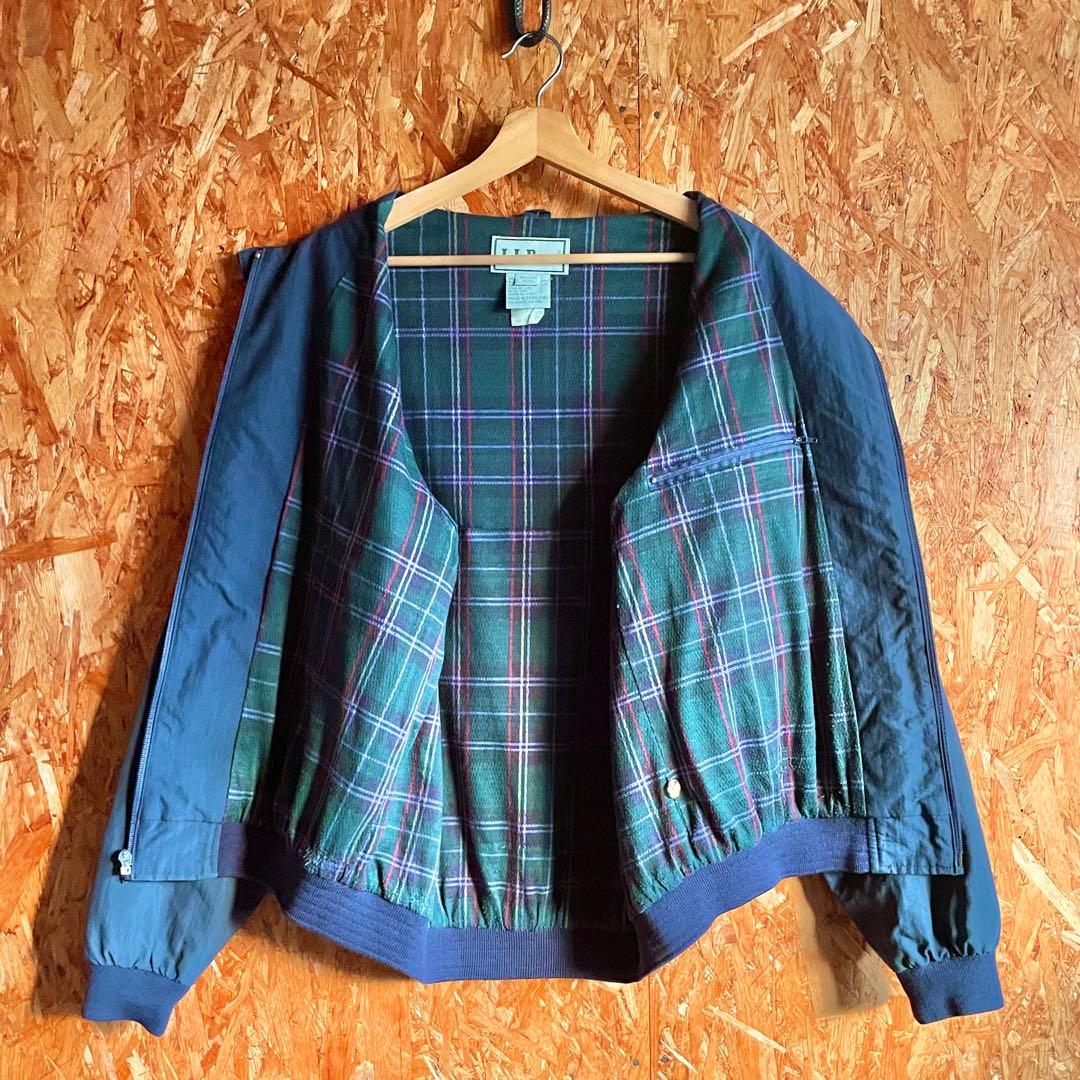 90s OLD L.L.Bean ハリントンジャケット 裏地チェック ネイビー