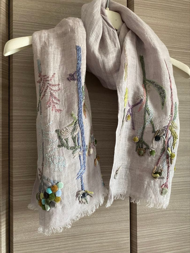 美品　希少　Sophie digard ストール　リネン　ハンドメイド　高級