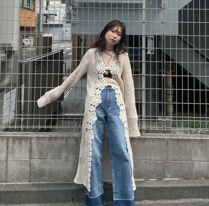 新品タグ付 CROCHET LIKE FLOWER LONG TOP ameri