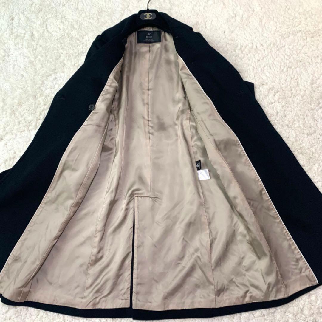 【美品】INED イネド ガウンコート ベルト カシミヤ100% ブラック 黒