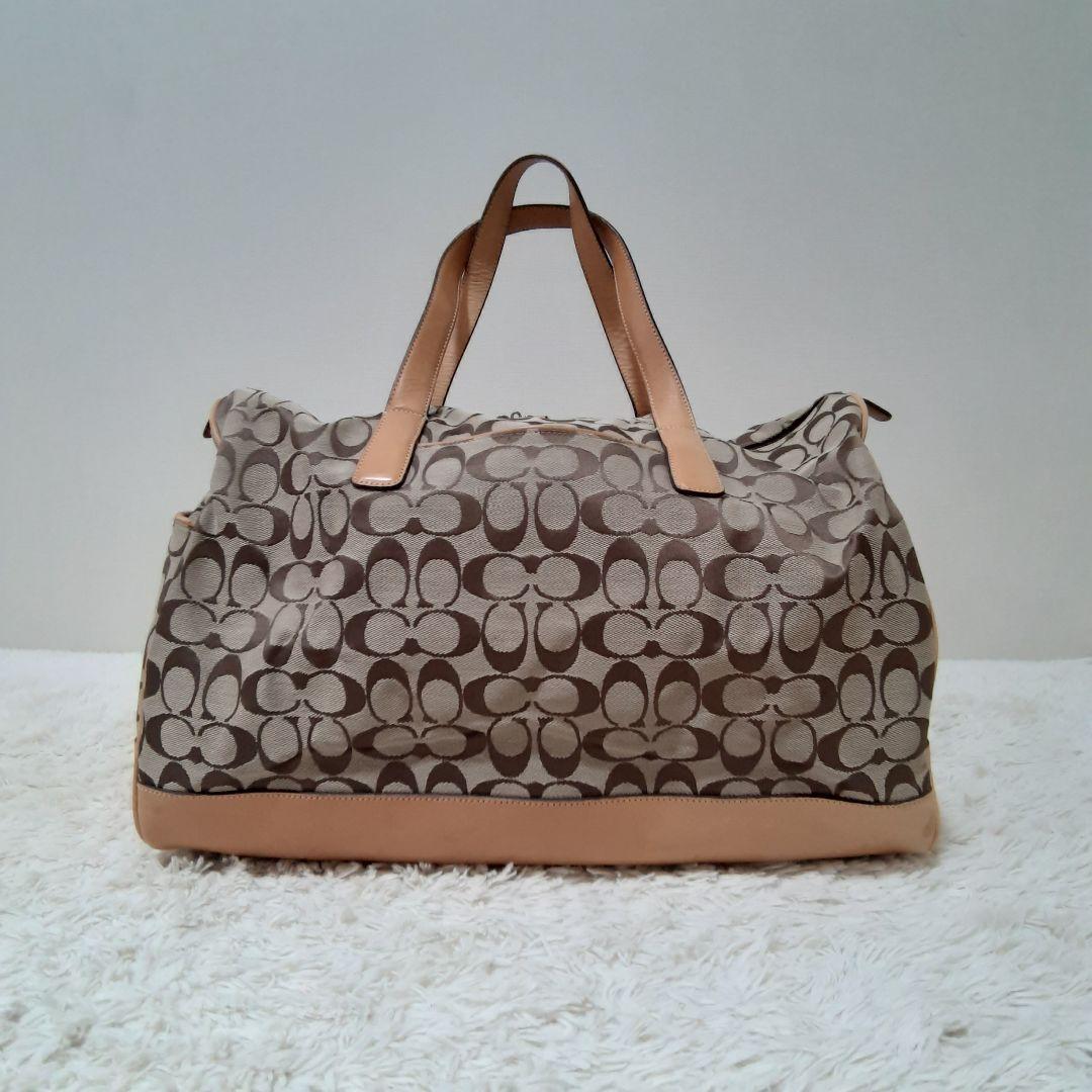 COACH　コーチ　4253 ボストンバッグ　シグネチャー　ベージュ　ヌメ革