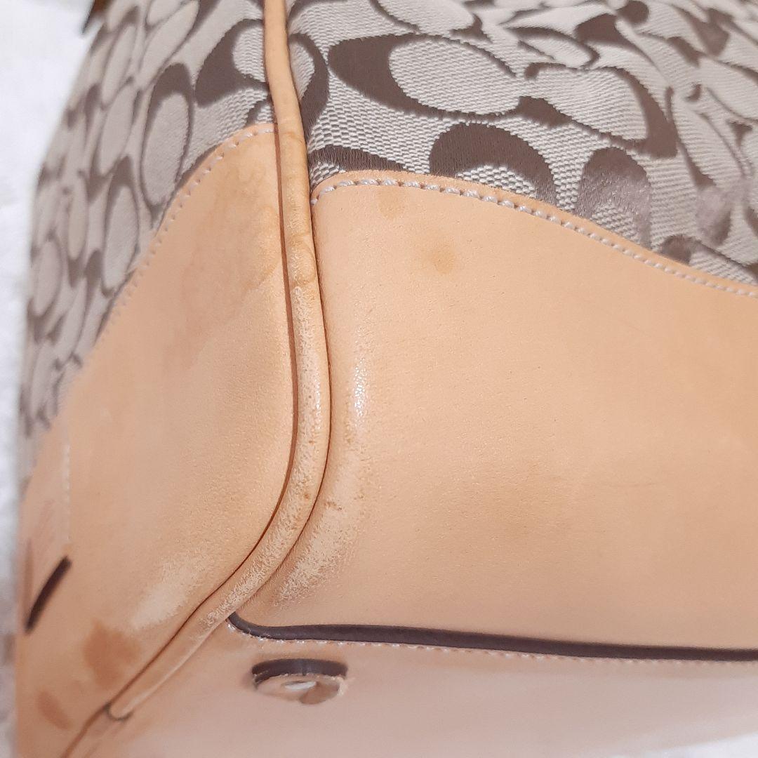 COACH　コーチ　4253 ボストンバッグ　シグネチャー　ベージュ　ヌメ革